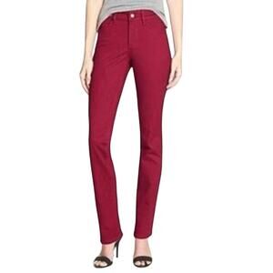 NYDJ Samantha Slim Maroon Straight Leg Pants Womens size 12